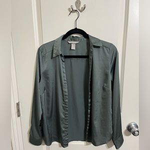 Green Satin Long Sleeve